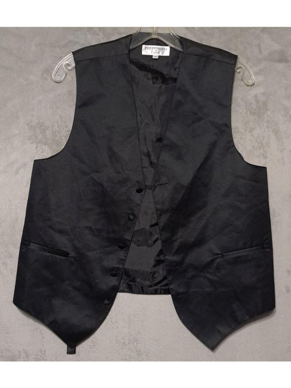 Vesuvio Napoli Small Black Formal Dress Tuxedo Vest Adjustable Sleek Elegant